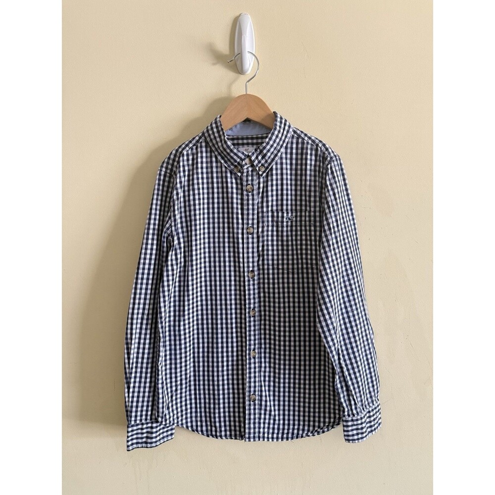 Vineyard Vines Boys Long Sleeve Check Button-Up Whale Shirt - Size S (8-10)- EUC